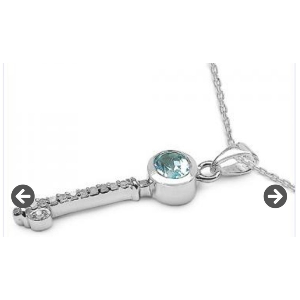 Sterling Silver Diamond & Swiss Topaz Necklace - Picture 8 of 10